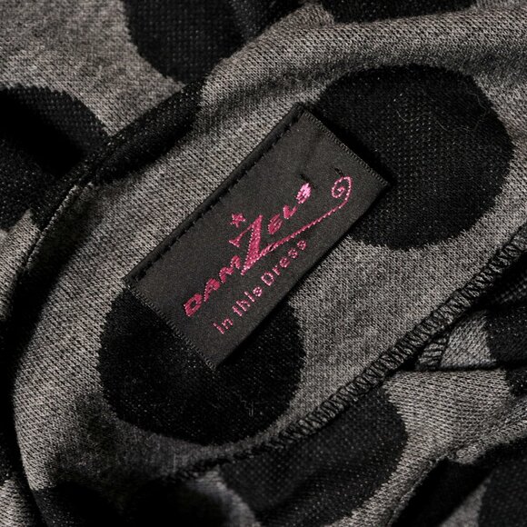 DAMZELS IN THIS DRESS Black & Grey Polka Dot Tie Waist Dress - Picture 6 of 8